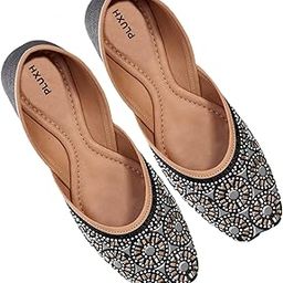 Women's Stone Work Traditional Embroidered Flats Punjabi Jutis-image-43