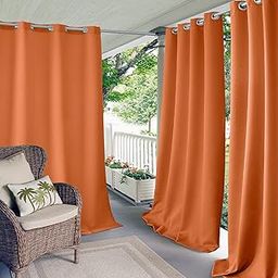 Elrene Home Fashions Indoor/Outdoor Solid Grommet Top Single Panel Window Curtain Drape, 52"x84", Orange-image-82