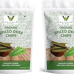 WELLAYA Spicy Okra Chips | Crispy & Healthy Chips made with Real Vegetables | Vegan Friendly Snack | Trans Free Vacuum Spicy Okra Chips (Pack of 2x100-200 Grams)-image-68