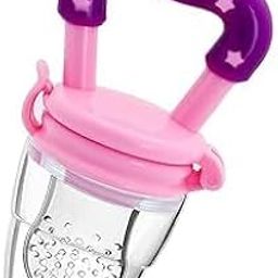 HVG TRADERS Baby Baby Fruit Feeder – Silicone Food & Fruit Nibbler with Extra Mesh, Soft Pacifier Feeder & Teether for Infants, Bunny Design (Pink)-image-63