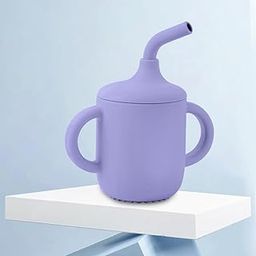 TONY STARK Baby Sipper Bottle for 6month+, Silicone Tumbler Bottle with Straw, Kids Water Bottle with Twin Handles, Durable Straw Cup for Babies (Lilac Purple)-24