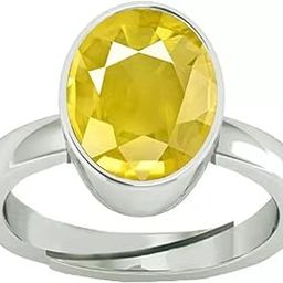9.00 Ratti Yellow Sapphire Stone Silver Adjustable Ring Original and Certified Natural Pukhraj Unheated and Untreated Gemstone Free Size Anguthi for Men and Women-17