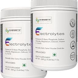 Sharrets Electrolytes Powder 2 X 200g Unflavored - with Essential Minerals (K,P, Na,Cl, Mg,Ca) and Vitamins C, D, & K2 - For Intermittent Fasting, Keto, Energy, and Hydration.-image-0