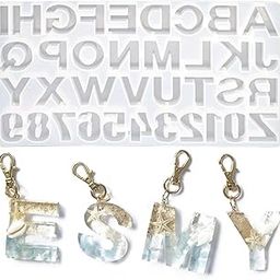 Outgeek DIY Casting Mold,Outgeek Backward Number Alphabet Jewelry Casting Mold Reversed Letter Jewelry Making Mold DIY Sugar Cake Craft Casting Mould Silicone Casting Molds Set Kit-image-59