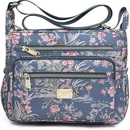 Crossbody Bag for Women Nylon Shoulder Bag Floral Multi-Pocket Purse-image-8