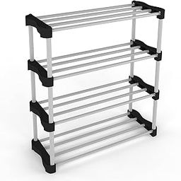 Alloy Steel Cady Shoe Rack For Home|Easy To Assemble,Space Saving,Stackable(4Shelf,A-Cady-Black), 500 x 300 x 300 mm-image-29