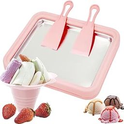 Wtrtr Ice Cream Roll Maker - Dessert Plate With 2 Spatulas for Easy Homemade Frozen Treats (Rectangle Pink)-image-43