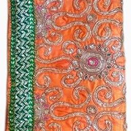 Large Silk Chunri, Sai Baba Shawl, Goddess Vastra, Mata Chunri, Altar Cloth, 50 x 18 inches, Orange-image-35