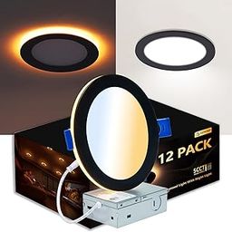 12 Pack 6 Inch Black Recessed Lights with Night Light, Ultra Thin Recessed Light for Indoor Outdoor Soffit Lighting, Dimmable and 5 Colors Selectable,-image-21