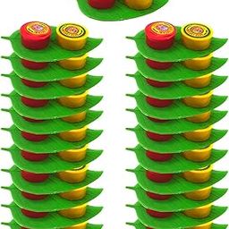 Pmw - Leaf Shape Thamboolam Set - Pack of 100 - Pasupu Kumkum Set - Haldi Kumkum Set - Fancy Leaf Shape-image-46