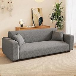 Lukzer 2 Seater Pastel Dark Grey Basket Weave Pattern Sofa Cover | 240 GSM Universal Stretch Fit Jacquard Fabric Couch Protector | Fully Covered Anti Slip & Washable Sofa Cover (140-180cm/SC-111-02)-image-57