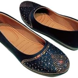 New Cobbler Shoe Factory Women's Rhinestone Ballet Flats, Casual Slip-On Shoes, Navy Blue with Crystal Design-image-63