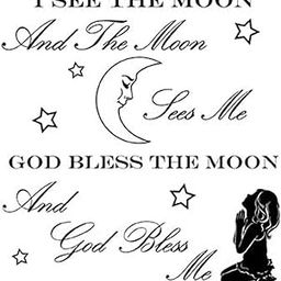I See The Moon (Girl) 1 pc 3-5/8" X 3-3/8" Black Fused Glass Decals-image-38