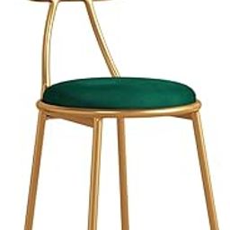 JHSLXD Dressing Table Makeup Stool Household Leisure Armchair Gold Iron Art Dining Chair Bedroom Nail Stool Beauty Stool Fluff Fabric Shoe Store Change Shoe Bench,Green-image-11
