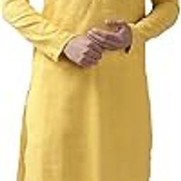 Yellow & White Cotton Regular Fit Kurta Set Madern Collar Stright Hem Side Full Sleeve Straght Kurta With Pyjama-picture-9