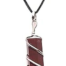 Natural Red Jasper Wire Wrapped Pencil Shaped Pendant For Men & Women-image-21