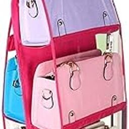 GEETA CREATION 6 Pocket Purse/handbags Hanging Organizer/Easily to Stores Purse/handbags/pouch and other accessories & keep them tidy & organized. Organizer Pink-53
