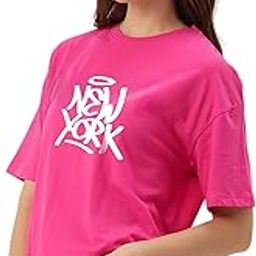 My Swag Womens T-Shirt Latest Printed Casual Half Sleeve Round Neck Loose Fit Cotton Tshirt Outfit Active Gym Wear-image-10