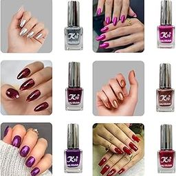 K10 Nail Polish| Metallic Finish Nail Paint|Quick Drying| Non UV Polish - Gel Finish |Chip Resistant Long-Lasting Multicolor Nail Paint for Women and Girls Silver-Pink-Maroon-Coffee-Darkred-Purple-picture-27