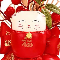 MERISHOPP Chinese Lunar Year Decoration Gift Ornament for Birthday Festival Graduation Cat| Artificial Flower Bouquet | Floral Décor for Home-image-53