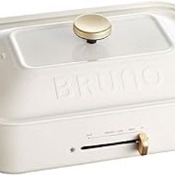 BRUNO compact hot plate + takoyaki plate + ceramic-coated pot + grill plate 4-piece set (white)-15