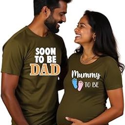 Maternity Regular Fit Tshirts Couple Dress Cotton Half and Full Sleeve Pregnancy Announcement Mom to Be Maternity Couple Tshirt for Photoshoot Pack of 2 (matcouple-Soon-tobe-Daddy)-image-92
