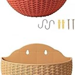 2Pc Wall Planter Self Watering Pot Planter Hangers Garden Red Khaki-image-40