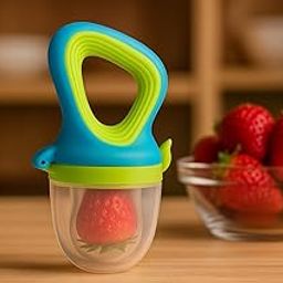 KIDS BASIC Baby Food Feeder Pacifier, Silicone Fruit Nibbler for 6-12 Months (Green and Blue)-21