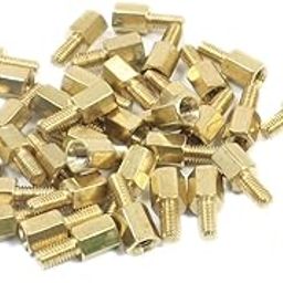Aexit M3 (PCB board) x 6mm x 12mm Gold Tone Male Female Thread Brass Pillar PCB Hexagon Standoff (90ry362qf380) Spacer 40Pcs-image-38