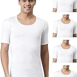 Men Solid White Vest RNS Pack of 5 (XL)-image-11