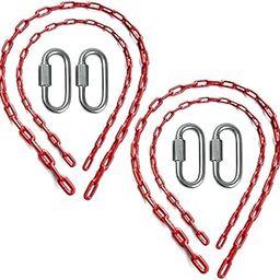 REZNOR 60 inch Swing Chains Set Fully Plastic Coated with 4 Quick Links Anti-Rust Iron Link Carabiner Hooks Chains for Playground Kids Swing Seat, Red-image-28