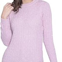 Women's Purple Round Neck Sweater-image-3