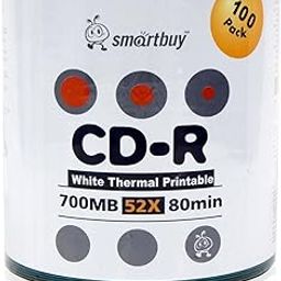 Smart Buy CD-R 100 Pack 700mb 52x Thermal Printable White Blank Recordable Discs 100 Disc 100pk-image-21