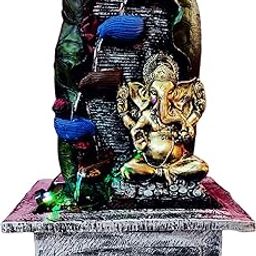 Big Ganesha with Diya LED Waterfall Water Fountain for Home Decor Living Room Indoor Outdoor Decoration Gifting Items, 23 inches / 57cm-image-25