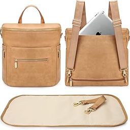 Leather Diaper Bag Backpack, Backpack Diaper Bag with Changing Pad,Wipes Pouch,Diaper Bag Organizer-11