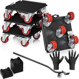 Heavy Furniture Movers with Wheels,Heavy Duty Furniture Dolly for Piano Pool Table Safe Moving Equipment Double Bearings and Locks 360° Rotation Casters Load 2000 Lbs,(6.3x6.3 Black)-21
