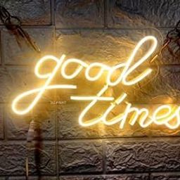 Wall Mitra Good Times LED Neon Signs Light LED Art Decorative Sign - Wall Decor/Table Decor, Home Decor for Wedding Party Kids Room Living Room House Bar Pub Hotel Beach Neon Signs(12x6) warm white-image-30