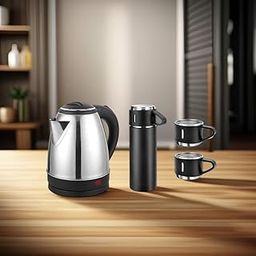 1.8L Stainless Steel 3-in-1 Electric Kettle Combo Set | Thermo Vacuum Flask with 2 Cups | Multipurpose Hot & Cold Beverage Solution-picture-19