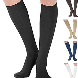Compression Socks Cotton Firm Support Graduated Compression 20-30mmHg - Closed Toe Unisex - Black Small Absolute Support, Black, Medium-image-47