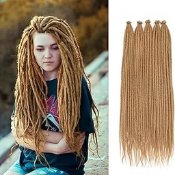 D-DIVINE Dreadlock Extensions (BLOND) 24 Inch Single Ended Dreads Crochet Hair Synthetic Straight Hippie Style 10 Strands Handmade SE Crochet Dreadlock Extensions-image-12