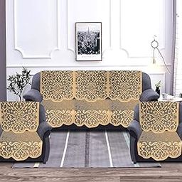 Kuber Industries Artcam Design 5 Seater Cotton Sofa Cover Set (Golden)-image-12