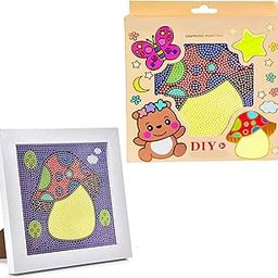 FunBlast Diamond Painting Kit for Kids With Frame & Tools - 17 X 17 Cm 5D Cartoon Painting Set, DIY Art & Craft Materials (Mushroom)-image-37