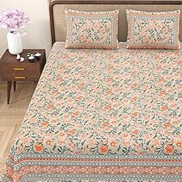 CLOTHOLOGY 240 TC 100% Pure Cotton Bedsheet for King Bed (Jaipuri Rajasthani Bedsheet) | 1 Cotton Bedsheet King Size with 2 Pillow Covers | 240 TC Cotton King Jaipuri Prints Flat Bedsheet-image-100