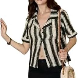 Comfy Elegant Women Crochet Shirts | Three-Quarter Sleeves | Printed Pattern | Stylish and Comfortable Fit-image-51