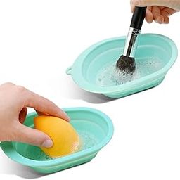 Makeup Brush Cleaning Mat / Bowl, Soft and Durable Silicone Cosmetic Cleaner Pad, Foldable Portable Washing Tool Scrubber with 4 Textures (1ps/Multicolour) (Pack Of 1)-42
