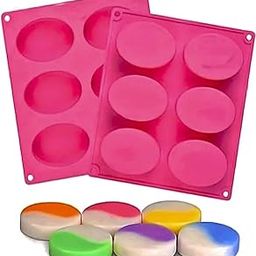 6-Cavity Oval Silicone Soap Mould, Handmade Soaps,Chocolate, Candles, Cake, Pudding, Resin Candy Muffin Bakeware Mould (Multicolor) (1 Pack)-image-67