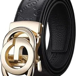 gustave Men's Auto-Lock Leather Belt, PU Embossed Leather Belt Casual Business Belt for Men, Fashion Metal Buckle, 130cm/51'' Adjustable-picture-31