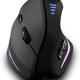 Vertical Mouse, Ergonomic USB Wired Vertical Mouse with [5 D Rocker] [10000 DPI] [11 Programmable Buttons], RGB Gaming Mouse for Gamer/PC/Laptop/Computer-24