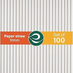 ECO SOUL [10 mm, 100 Count] Biodegradable Paper Straws | Eco-Friendly Compostable Sustainable Disposable Drinking Straws | Bubble Tea Juice Smoothie Thick Shakes Non-Bendable White Straws (Extra Wide)-image-93