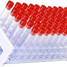 MUCKLILY 51pcs Plastic Test Tubes with Rack and Stoppers for Scientific Experiments Detachable Stand and High Transparency for and Home Use-image-24